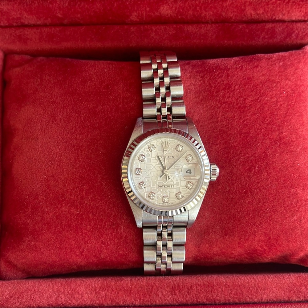 Rolex Womens Datejust Silver Jubilee with Diamonds Original 26 mm
